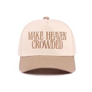 Embroidered 'Make Heaven Crowded' Baseball Cap - Beige/Taupe